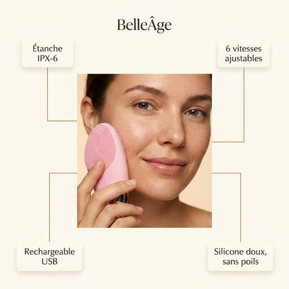 Brosse Nettoyante Visage BelleÂge - Silicone Électrique Rechargeable
